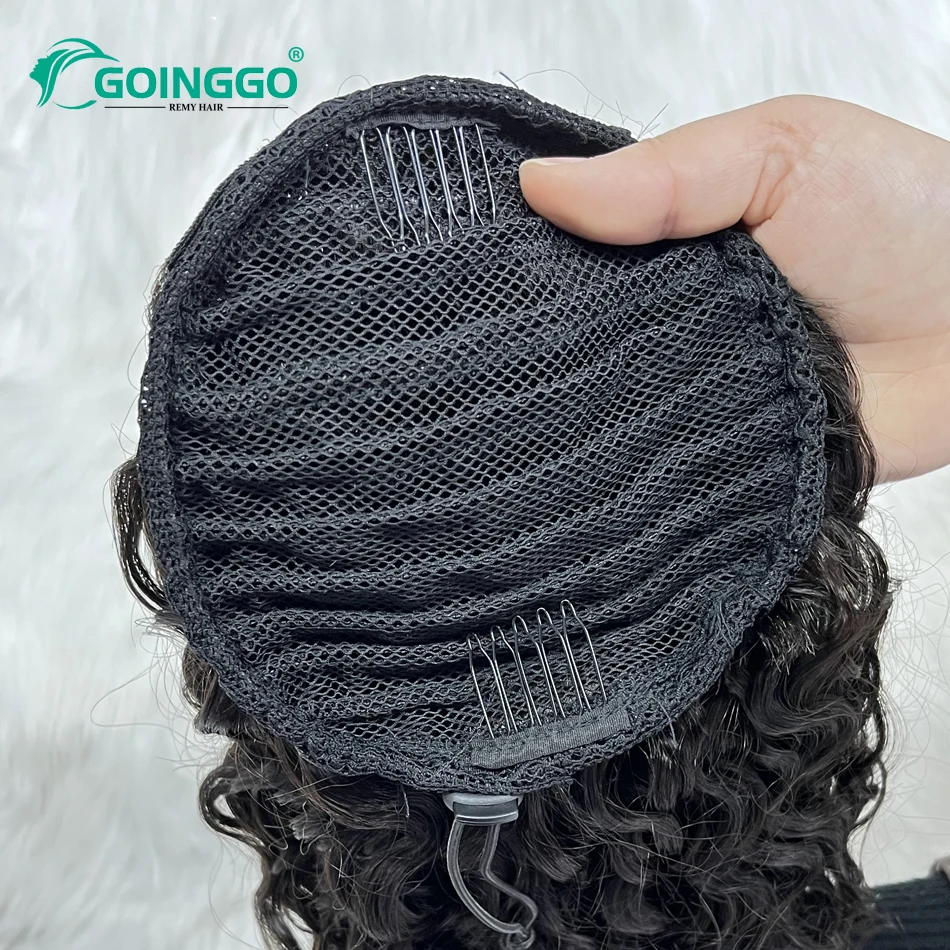 Wet And Wavy Drawstring Ponytail Ocean Wave Long Curly Hair Ponytail Human Hair Thick 140 160g 100% Remy Human Pony Tail human hair extensions