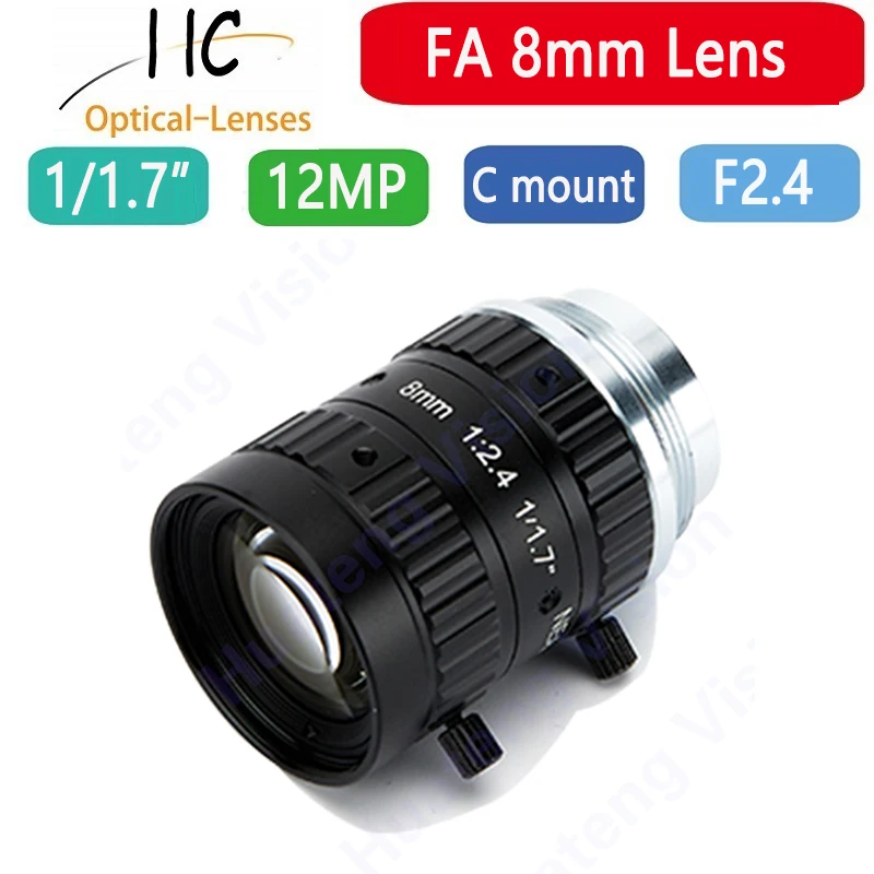 HD 12MP 수동 고정 초점 1/1.7 산업용 카메라 머신 비전 렌즈 C 마운트 경량 6mm 8mm 12mm 16mm 25mm 35mm 50mm