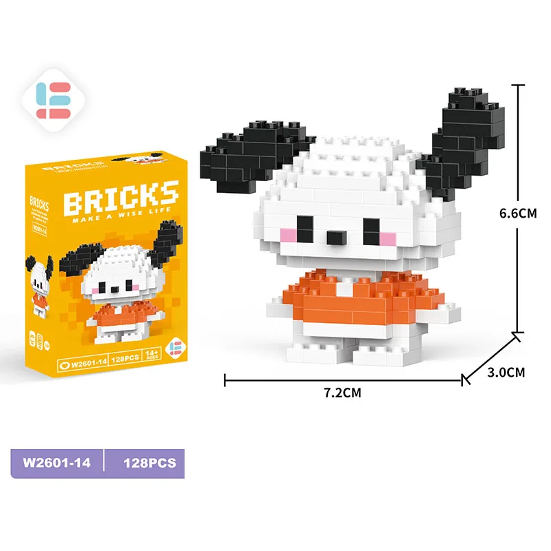 thumbnail image 1 of Nuevos bloques de construcción de figuras de dibujos animados de Sanrio Hello Kitty Melody y Disney Stitch, modelo ensamblado, ladrillos de juguete, regalos para niños, 1 of 5