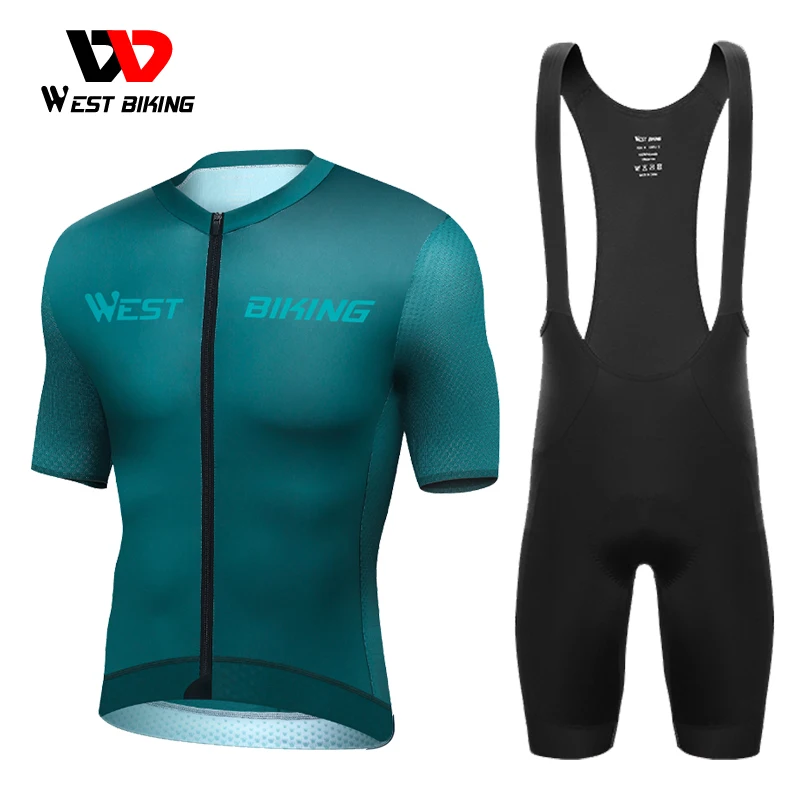 West Biking YP0206170 Summer Cycling Jersey Set Men Women Short Sleeve MTB Bicycle Clothing Anti UV Pro Team Racing Uniform Sport Suit