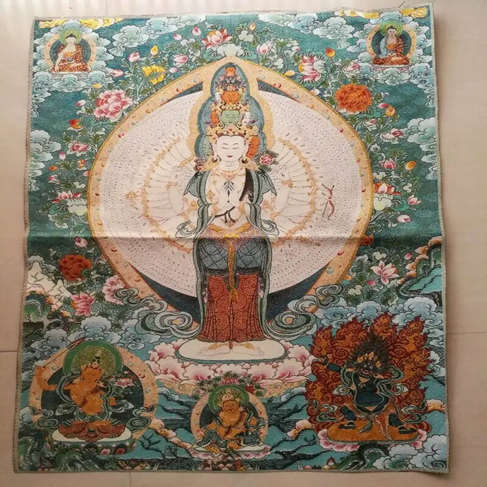 

Старая китайская тибетская буддистская шелковая Живопись Thangka Amulet живопись