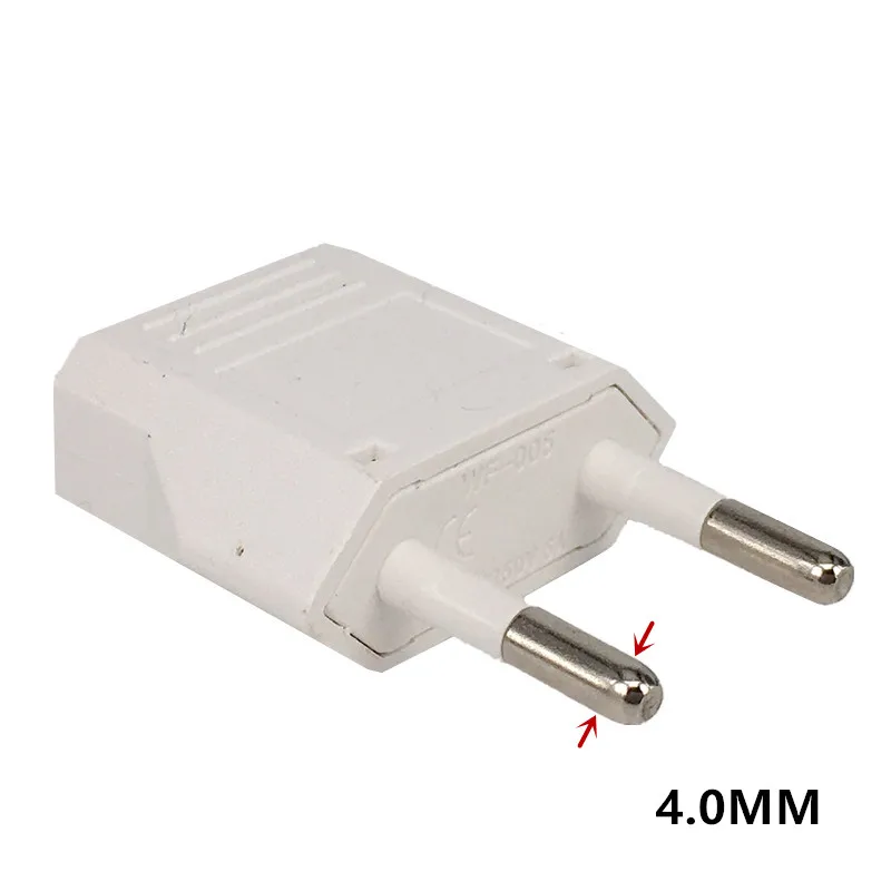 Plug Adapter 4.0mm US Jack to EU Plug Outlet Travel Charger Power Socket Adapter USA to Europe European Regulation Charging Converter Plug