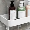 Aluminum Bathroom Storage Shelf Wall Mounted Shower Storage Rack White Organizer Corner Shelves Toilet Shampoo Cosmetics Holder 6