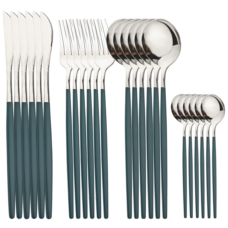 

24Pcs Cutlery Sets Stainless Steel Dinnerware Knives Forks Coffee Spoons Flatware Kitchen Dinner Tableware
