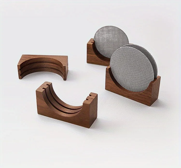 Espresso Coffee Filter Screen Holder Coffee Making Puck Screen Bracket Wooden Walnut Stand Rack for 51MM/53MM/58MM Puck Screen