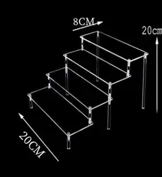 Multi-Tier Clear Acrylic Display Stand for Versatile Storage and Showcase (20x8x20cm 4 Tier)