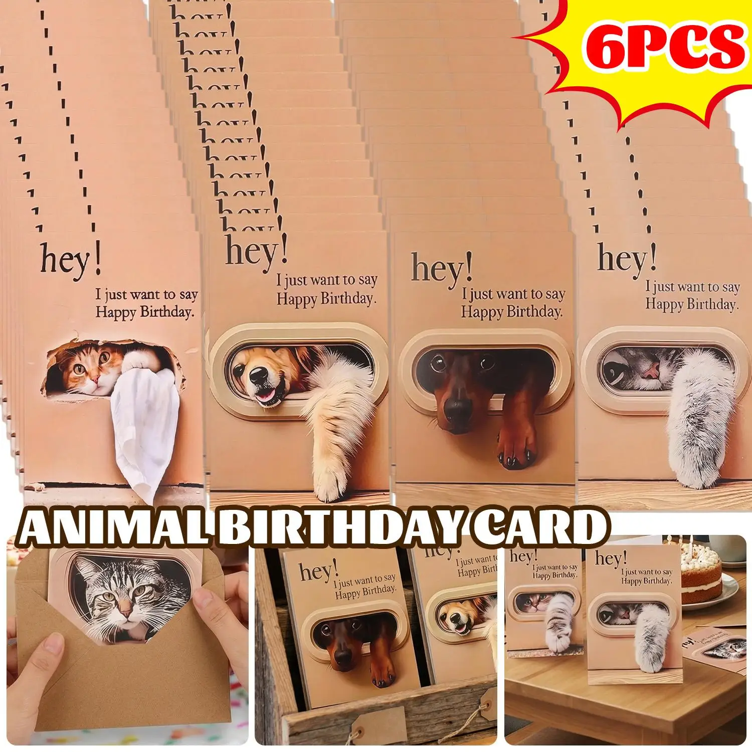 창의적이고 재미있는 생일 카드 친구와 연인을 위한 귀여운 생일 카드 재미있는 카드 귀여운 고양이 새끼 강아지 생일 축하 카드