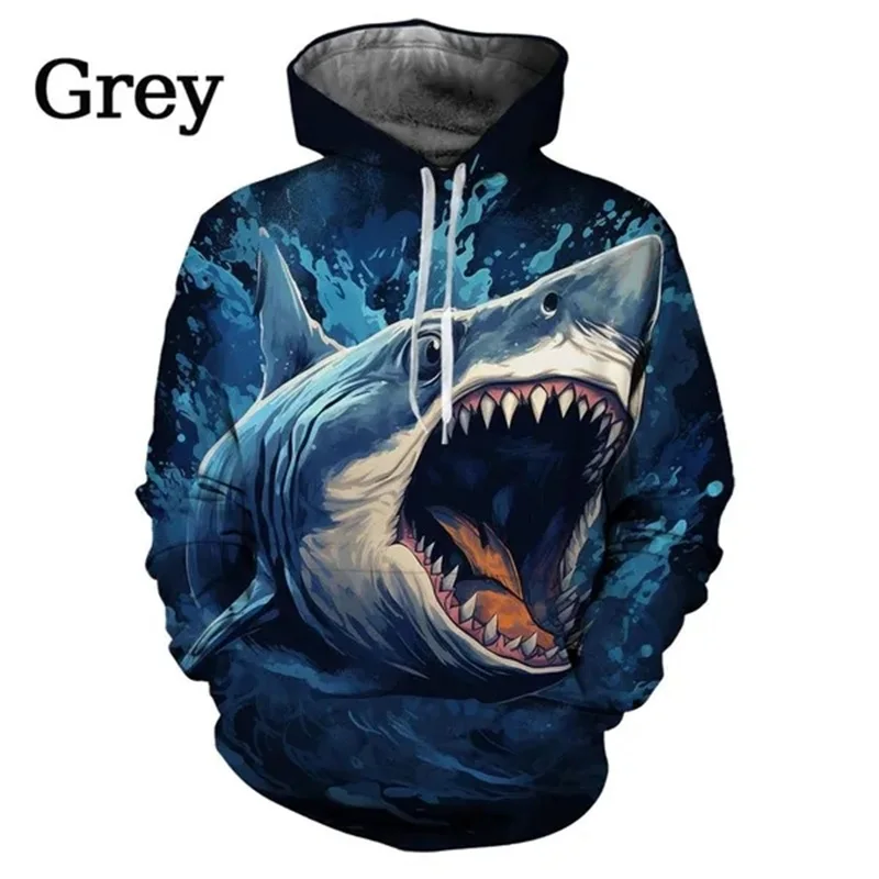 thumbnail image 1 of Sudadera con capucha con estampado 3D de tiburón, sudadera informal divertida con animales para hombres y niños, sudaderas holgadas de gran tamaño con gráficos, ropa de calle, 1 of 5