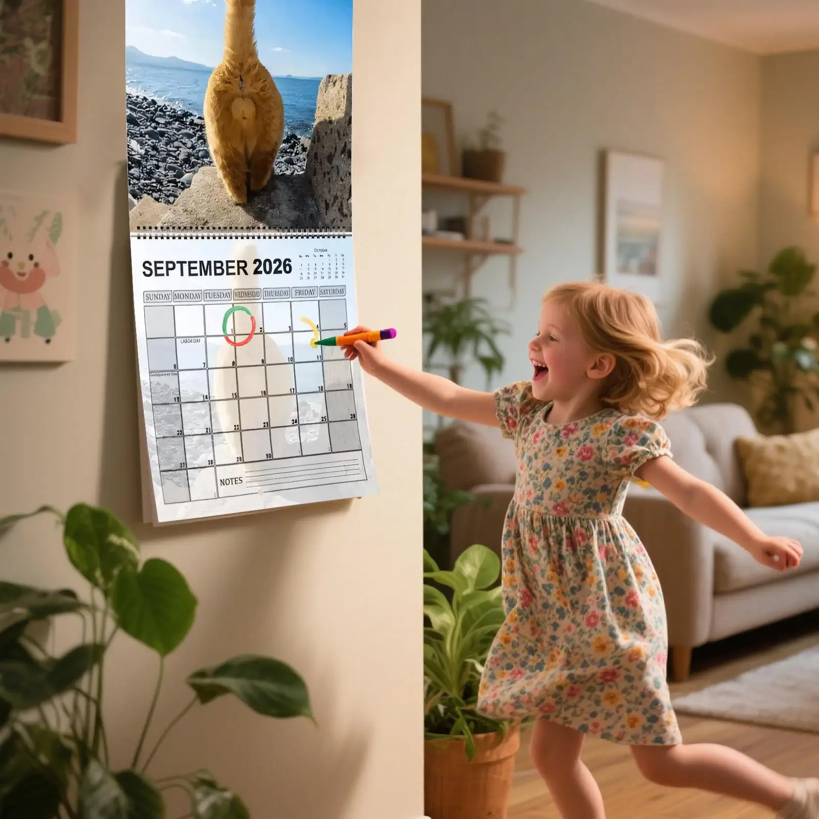 Divertente Calendario 2026 con Fori Anali di Gatti - Calendario Unico con Disegni Umoristici, Ideale per Frigorifero, Scrivania, Regali e Decorazioni per la Casa - immagine 2