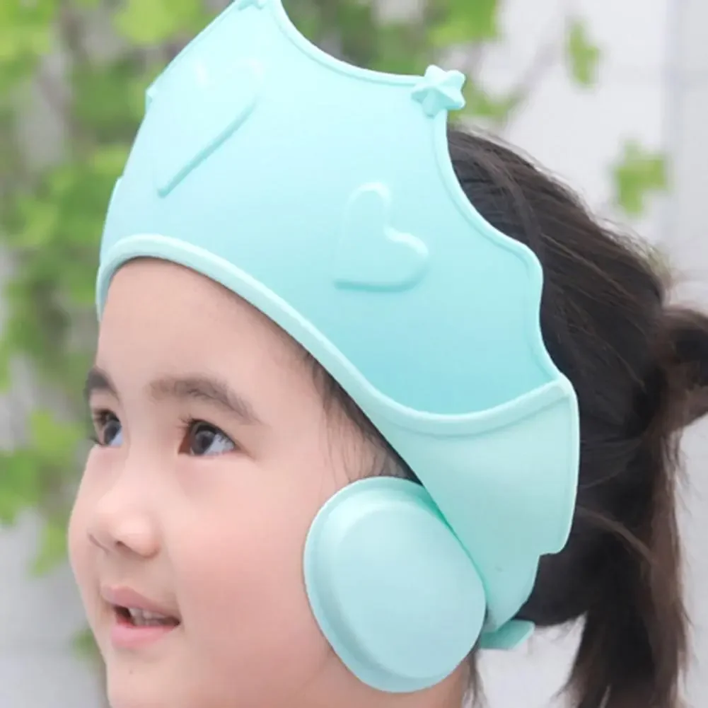 Cute Baby Bath Shower Cap Adjustable Kids Infant Girl Boy Ear Protection Shampoo Cap Children Hair Wash Hat Head Cover