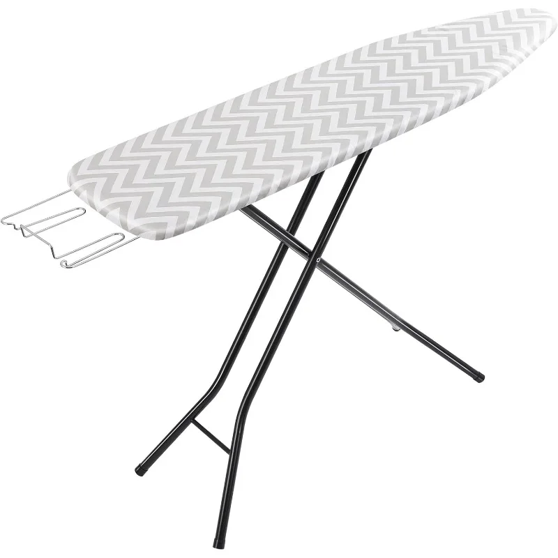 Full-Size Ironing Board-4-Leg Fold-Up, Chevron Removable Cover, 60"L x 14"W x 38"H
