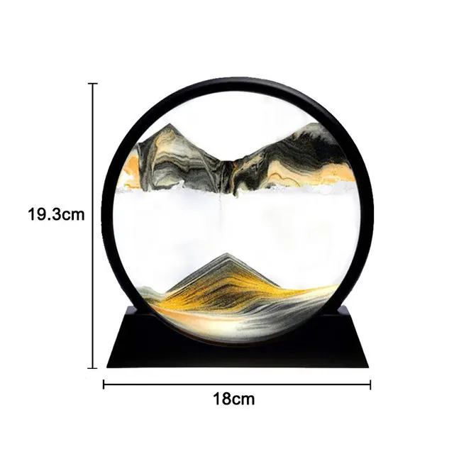 3D Quicksand Decor Picture Round Glass Moving Sand Art In Motion Display Flowing Sand Frame For Home Decor Hourglass Painting 