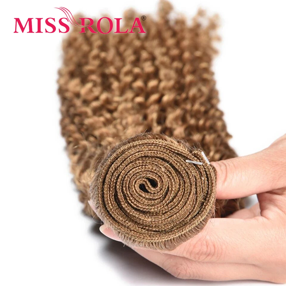 Miss Rola Brazilian Kinky Curly Human Hair Weaves 1/3/4 Bundles 27# Blonde 99J BUG Ombre Remy Hair Extensions Double Wefts