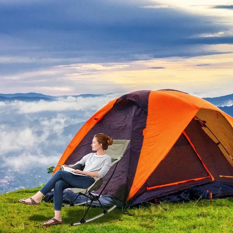 Přenosné skládací židle outdoorové houpací židle vysoký záda podpora piknik židle prodyšné pletivo záda oxford látka pro pláž večírek