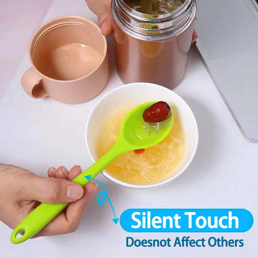Silicone Spoon 1Pc Soft Long Handle Stirring Tableware Cooking Utensils Ladle Kitchen Accessories