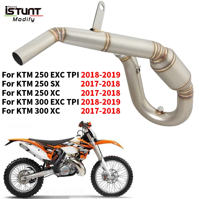 For KTM 250 300 EXC TPI SX XC 2017 - 2019 Motorcycle Exhaust Escape Moto Front Link Pipe With Catalyst Connect Original Muffler