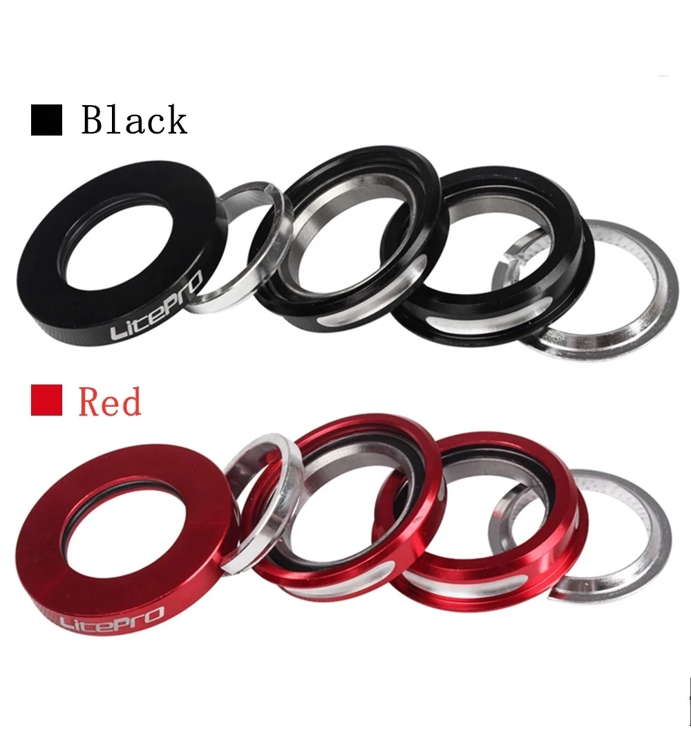 Litepro Bicycle Headset 44mm Bmx Headset 1 1/8 Folding Bike Steering Box Cycling Head Set Bearing Aluminum Alloy Steering Column