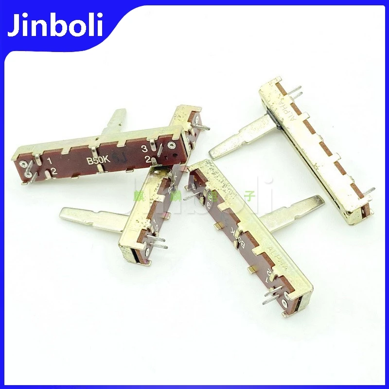 1PCS 45mm B50K B503 Single 3Pins Straight Sliding Potentiometer Mixer Adjustment Fader Slide Stroke 30mm Handle Length 20mm