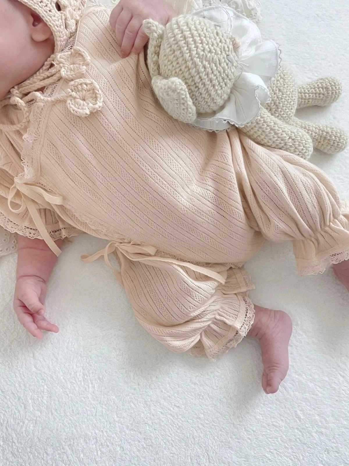 2025 Summer New Baby Short Sleeve Romper Solid Boy Girl Newborn Hollow Out Thin Jumpsuit Infant Toddler Cotton Clothes 0-24M 3