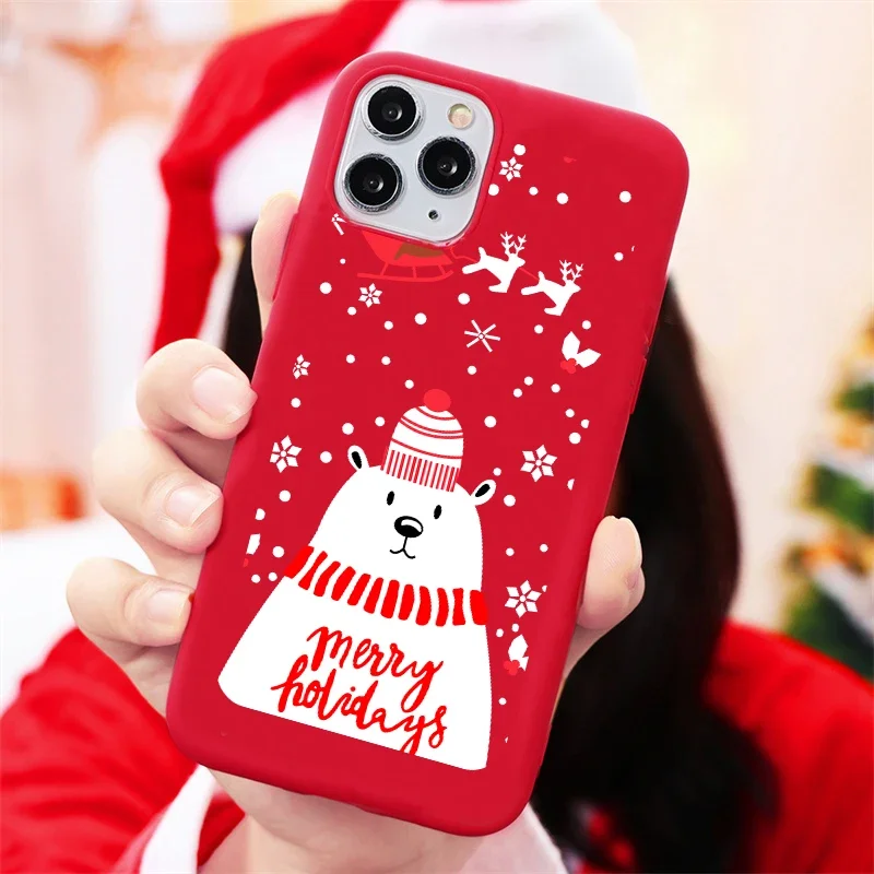 Festive Cartoon Christmas Silicone Shockproof Phone Case - New Year Gift Edition