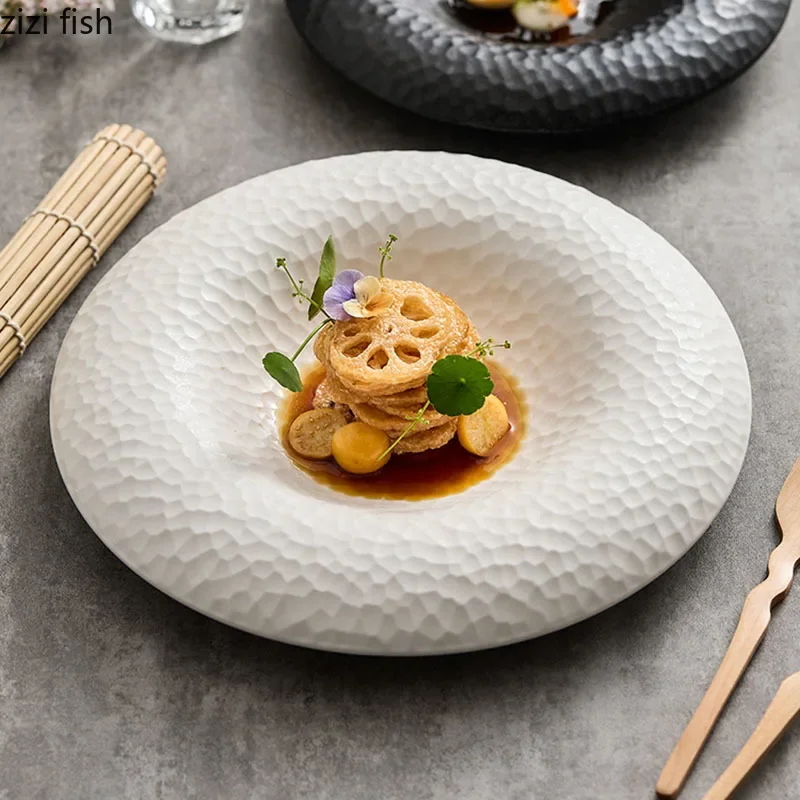 Solid Color Creative Texture Ceramic Deep Plate Dessert Plate Salad Pasta Plates Molecular Cuisine Specialty Tableware