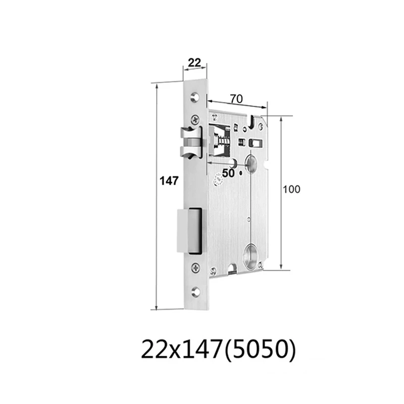 Description Picture 4 of item5050 22x147 160 170 180 190 200 220 240  Round Corners steel security fingerprint door lock body,Mechanical lock accessories
