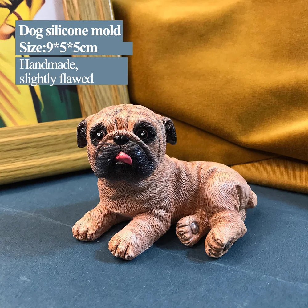 Dog mold drop glue aromatherapy plaster handmade DIY three-dimensional mold cute Pug dog silicone grinding tools