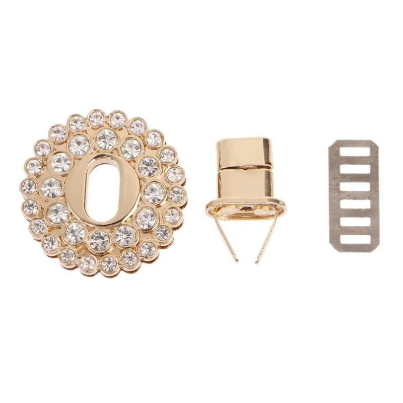 

E74B Women for Rhinestone Metal DIY Clasp Turn Twist Lock For Handbag Shoulder Bag Pu