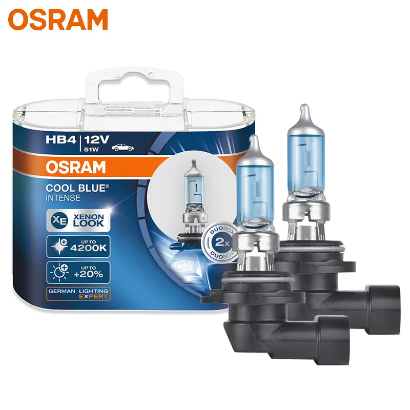 OSRAM Cool Blue Intense 9006 HB4 CBI автомобильные галогенные лампы 12 В 51 Вт P22d 4200K Ксеноновые белые лампы оригинальная головка светильник Сделано в США, 2x