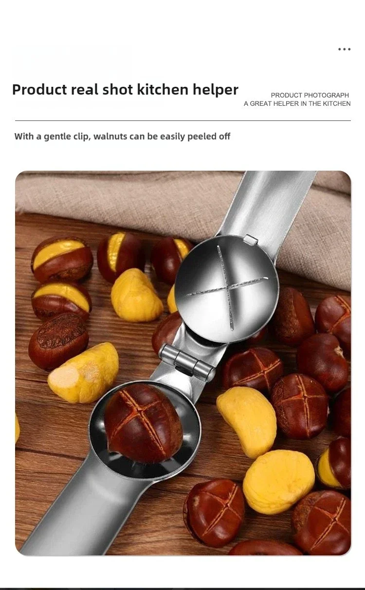 2025 Stainless Steel Chestnut Opener, Cross Shaped Chestnut, Household Multifunctional Peeling Tool, Chestnut Clip, Walnut Clip