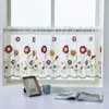 100*50cm Short Curtain 1 Sheet  Polyester Window Sheer Perforated Flower Embroidered Window Voile Curtain For Bay Window Kitchen 2