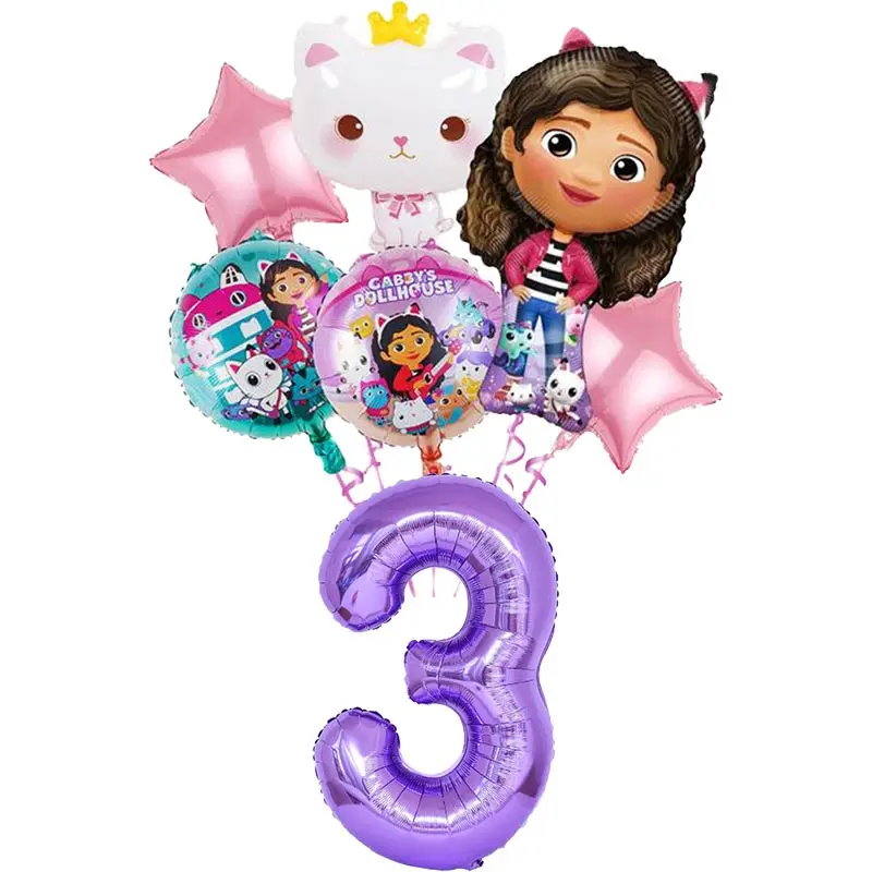 Gabby Dollhouse Cats Birthday Party Decoration Tableware Set Balloons Cups Plates Napkins Backdrop Banner Kids Party Supplies – Detail 27