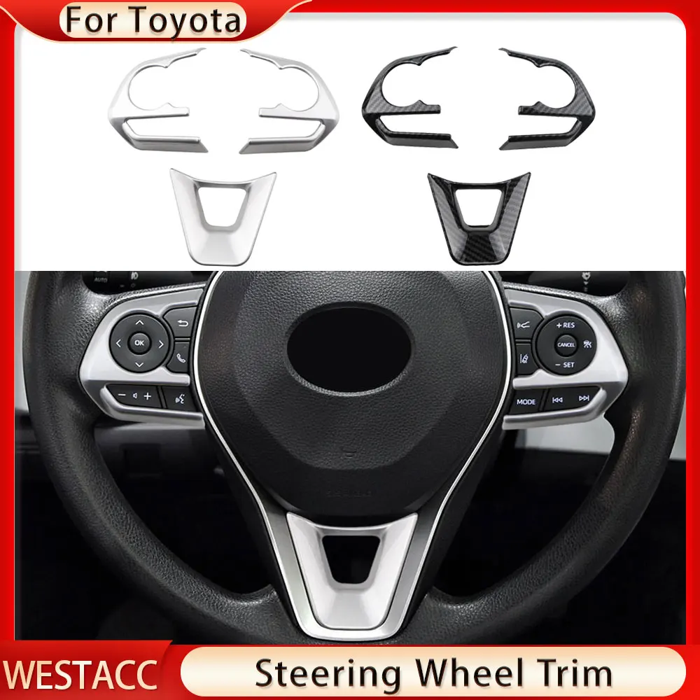 Car Steering Wheel Button Panel Cover Trim Sticker For Toyota Rav4 Rav