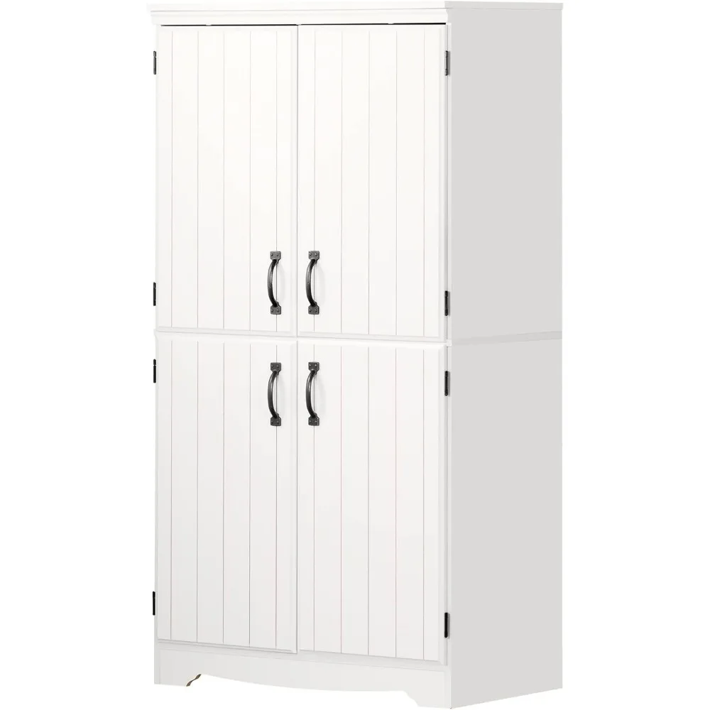 

South Shore Farnel 4-Door Storage Cabinet-Pure White, Tall, 19.5"D x 33"W x 62.5"H