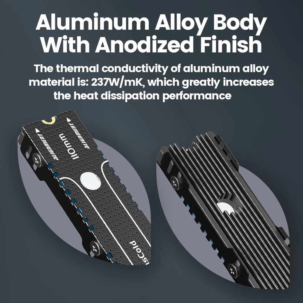 Jeyi-nvme Radiador com Almofada Térmica do Silicone Dissipador Liga de Alumínio Ps5 M.2 Pcie Sata Ssd Eficiente 22110 - Imagem 3