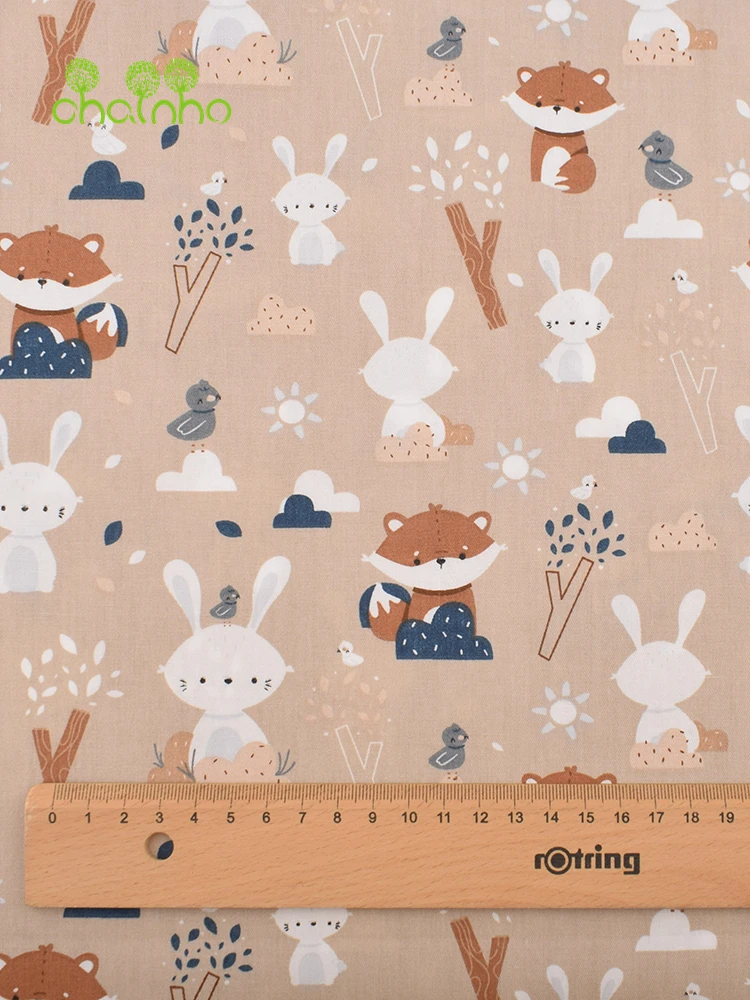 Chainho,Printed Twill Weave Cotton Fabric,DIY Quilting Sewing Material,Home Handmade Textile,Patchwork Cloth,Cartoon Series,25C7