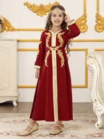 Robes longues pour filles de Dubaï du moyen-orient, en dentelle arabe, à manches longues, pour enfants, robes de Festival du Ramadan 3