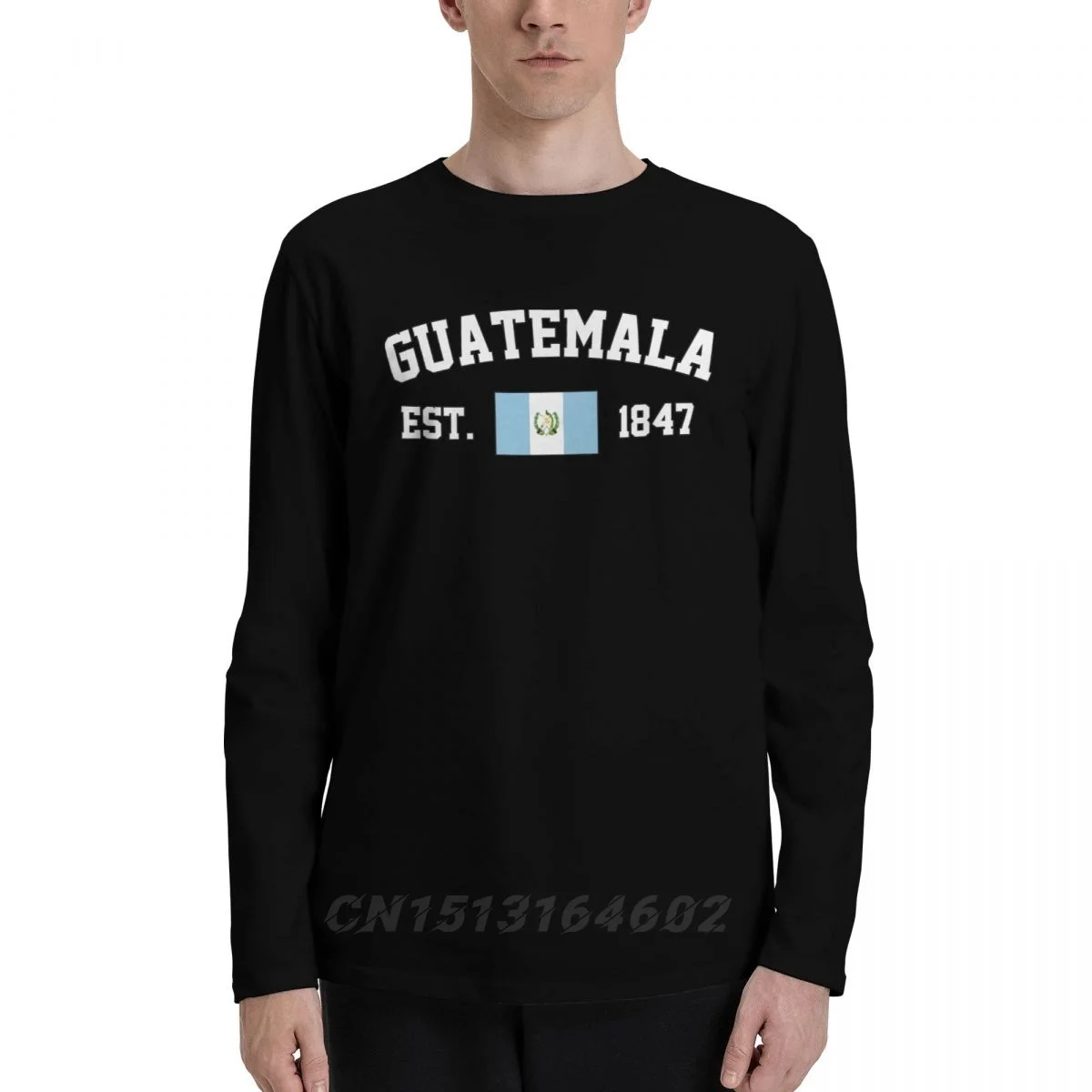 

100% Cotton Guatemala Flag With EST. Year Long Sleeve Autumn T shirts Men Women Unisex Clothing LS T-Shirt Tops Tees