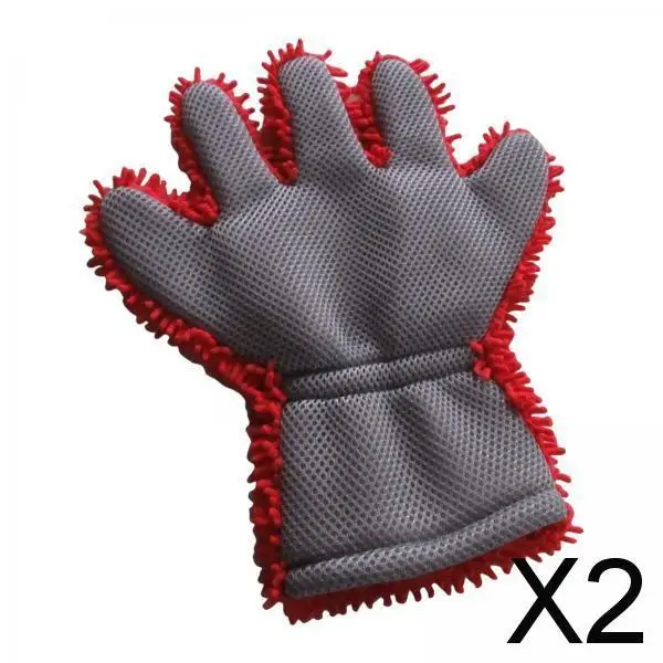 

2xWash Mitts Premium for Car Cleaning Interior Exterior Red