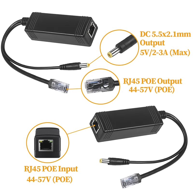 보조 POE 분배기, IEEE802.3af/at 규격 준수, POE 캐스케이딩 출력 + 5V 전원 출력, 10/100Mbps 이더넷