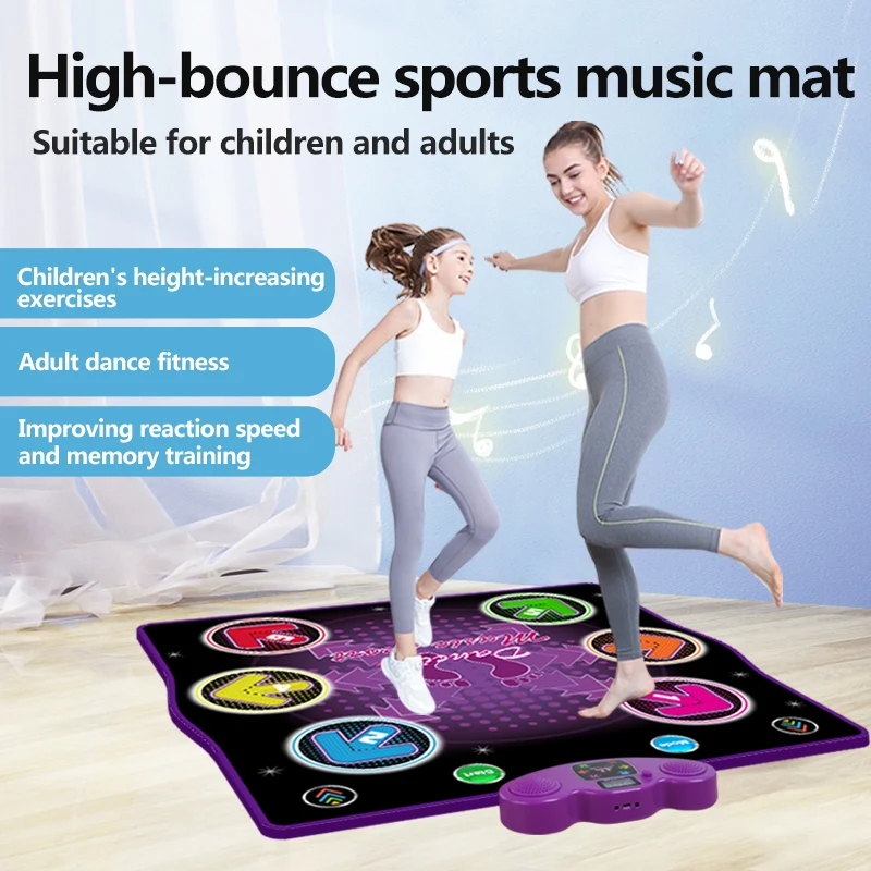 HTASKTEXEH Dance Mat Toys for Adults and Children, Electronic Dance Carpet with Illuminated 6 Keys, Bluetooth Connectable