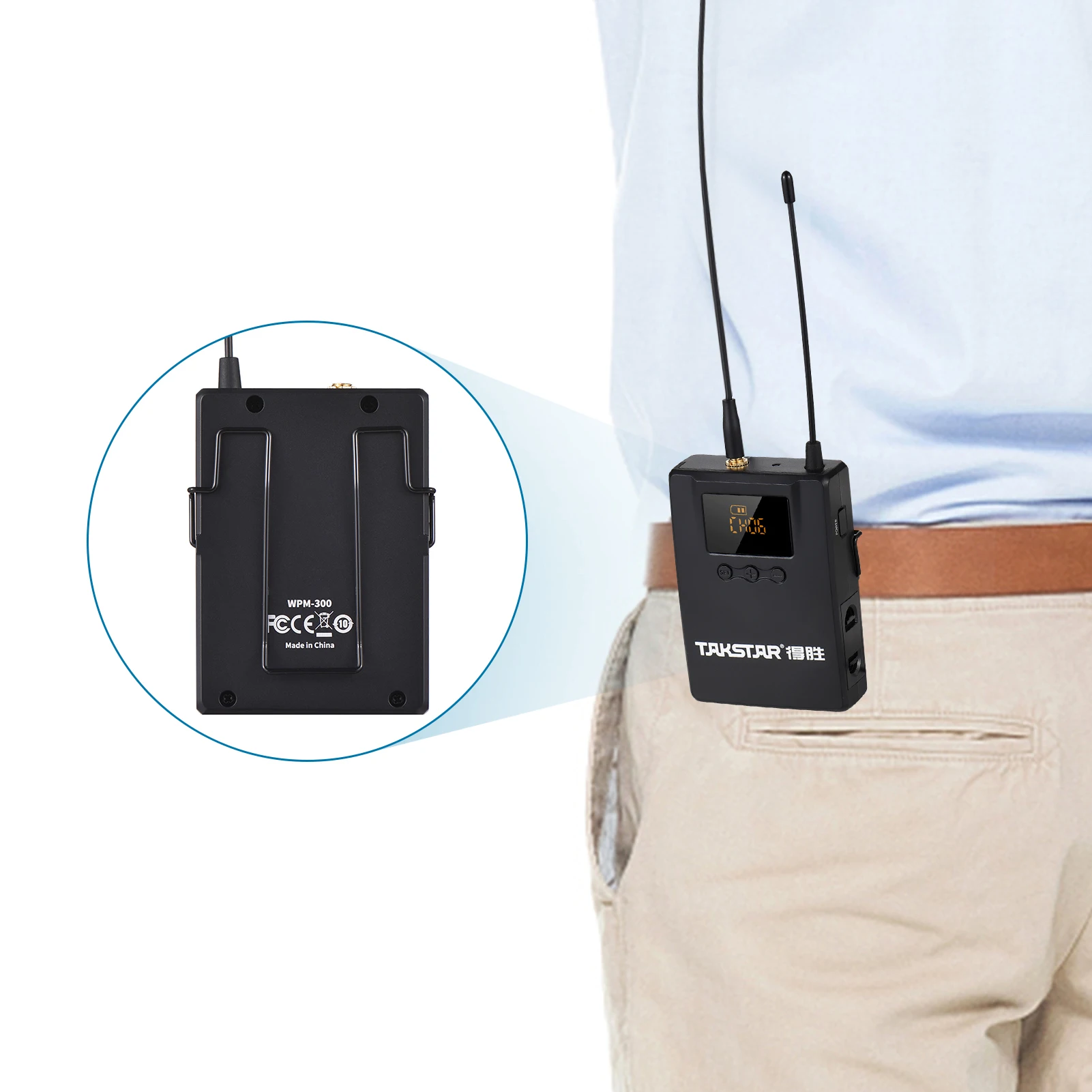 TAKSTAR WPM-300R Wireless Audio Receiver with In-ear Earphone UHF Bodypack Receiver LED Digital Display for Stage Studio Simulta