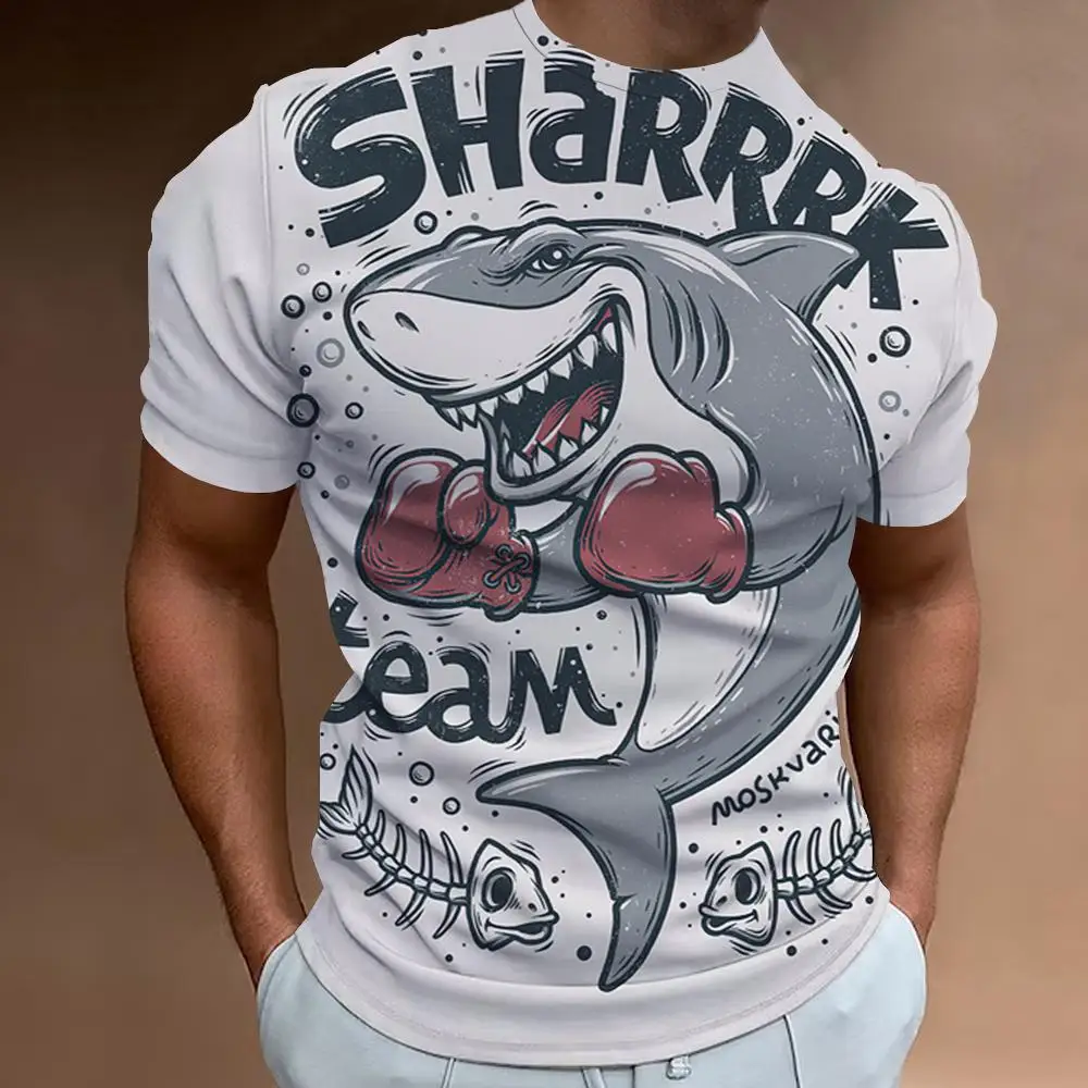 

Fashion 3D Shark Print T Shirt For Men Summer Streetwear Animal Harajuku Tees Leisure O-neck Short Sleeve Tops Oversized T-shirt