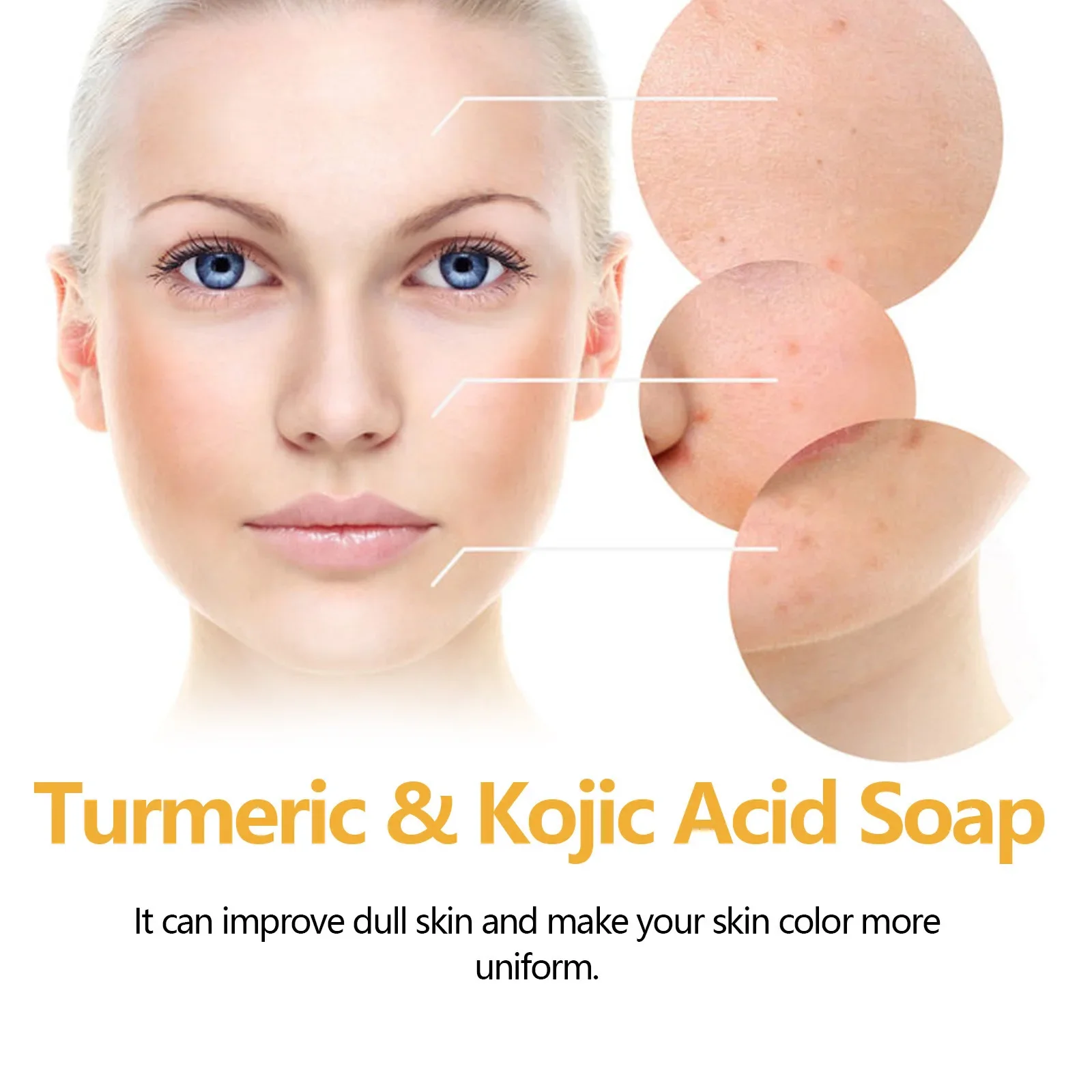 Kojic Acid Dark Spot Remove Soap for Cleaning the Face Whitening Oil Control Even Tone Skin Products Natural Turmeric Soap Bar 3
