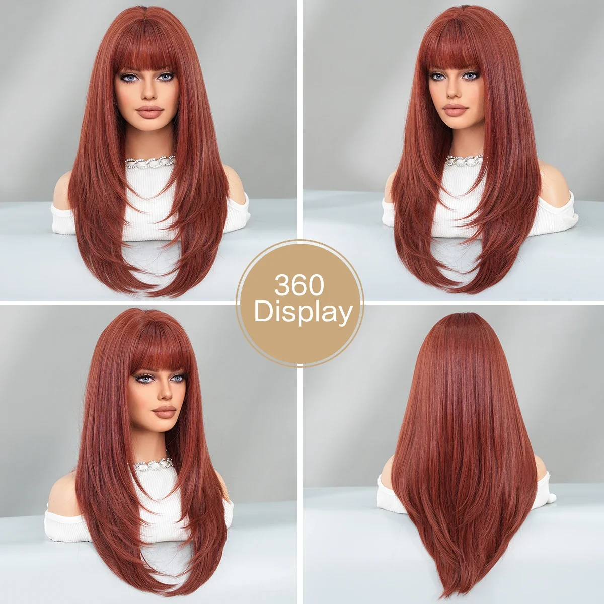 NAMM Long Straight Wig Deep Orange Wigs For Women Daily Cosplay Synthetic Fluffy Lavender Synthetic Wig Heat Resistant Wear