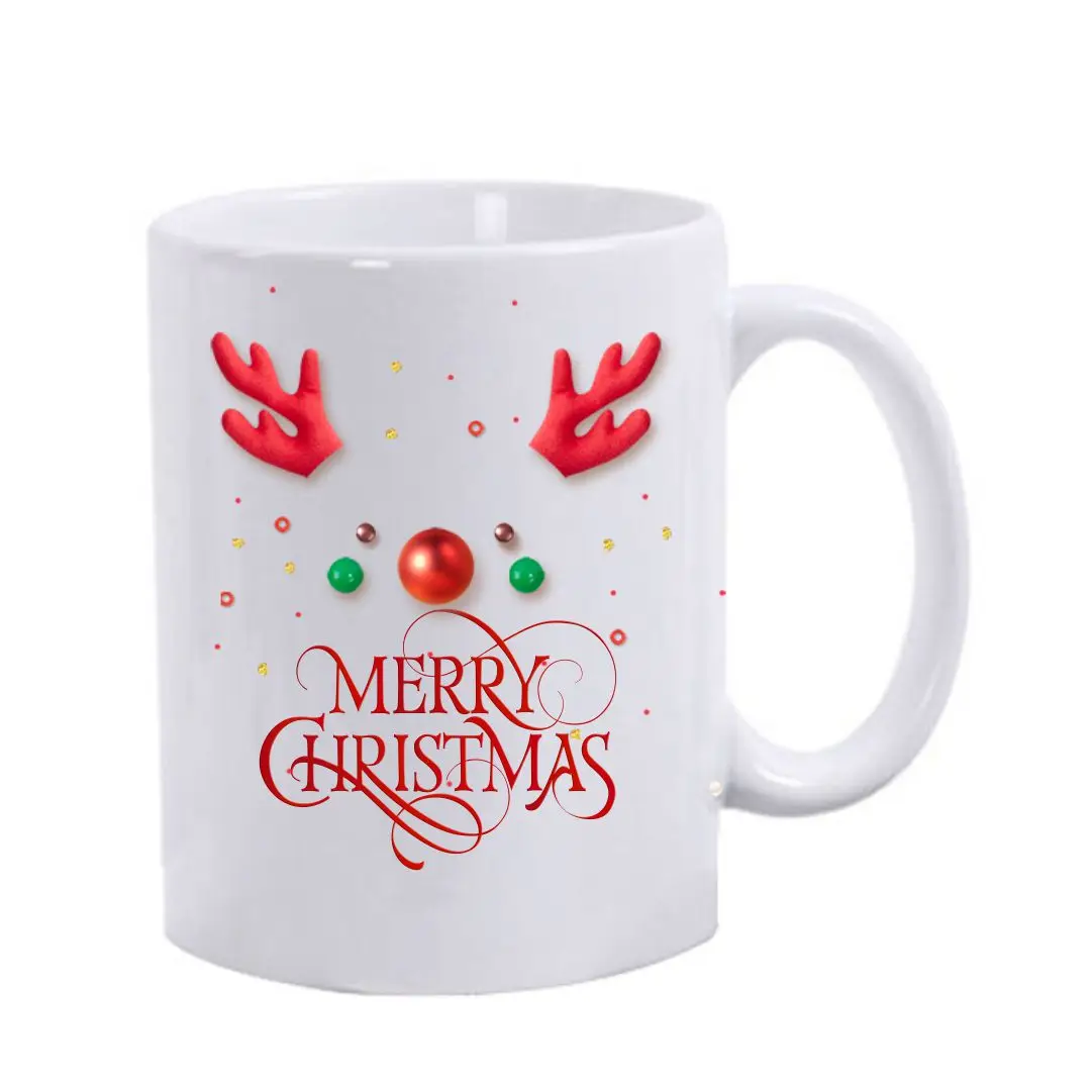 

2022 christmas gift kids vacation design bulk cheap 11 oz red white custom logo sublimation ceramic christmas coffee mugs