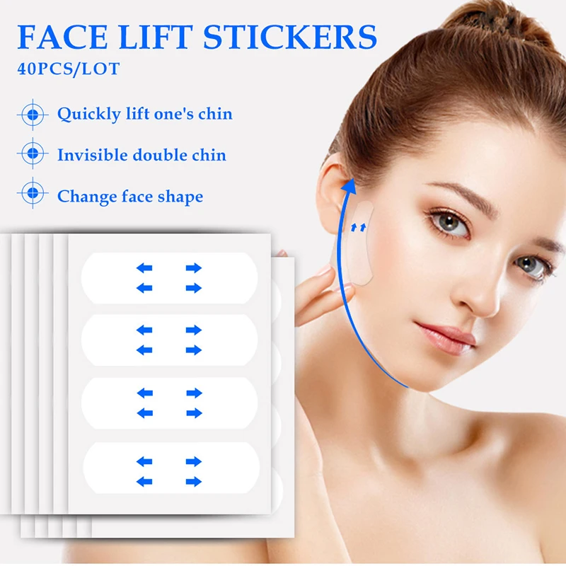 

40Pcs/10Sheets/Pack Waterproof V Face Makeup Adhesive Tape Invisible Breathable Lift Face Sticker Lifting Tighten Chin