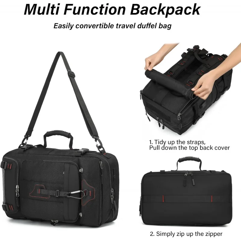 Men's travel backpack 50L large portable backpack, durable and convertible luggage bag with shoe compartment, - 2