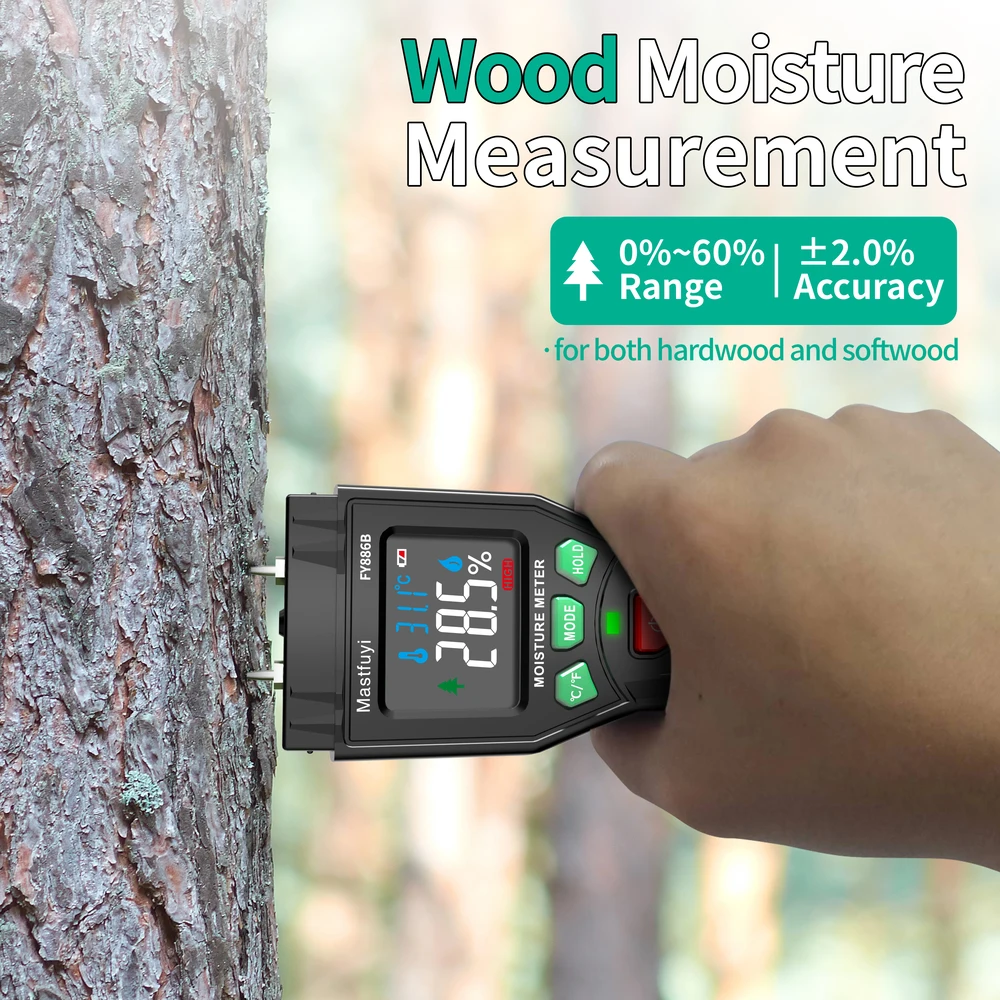MASTFUYI FY886B Inductive Wood Moisture Meter Hygrometer Non-contact Timber Damp Wall Detector Non-destructive Humidity Tester wood moisture meter