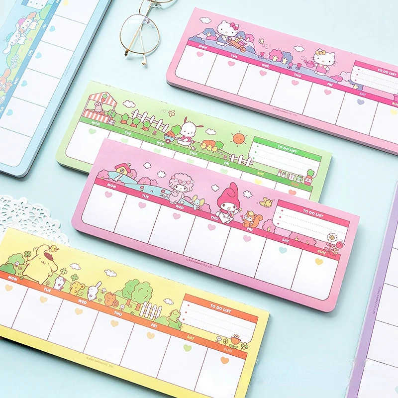 

Sanrio Long Note Book Desktop One Week Plan Notes Cinnamon Dog Message Book Cute Kulomi Note Paper Non-sticky